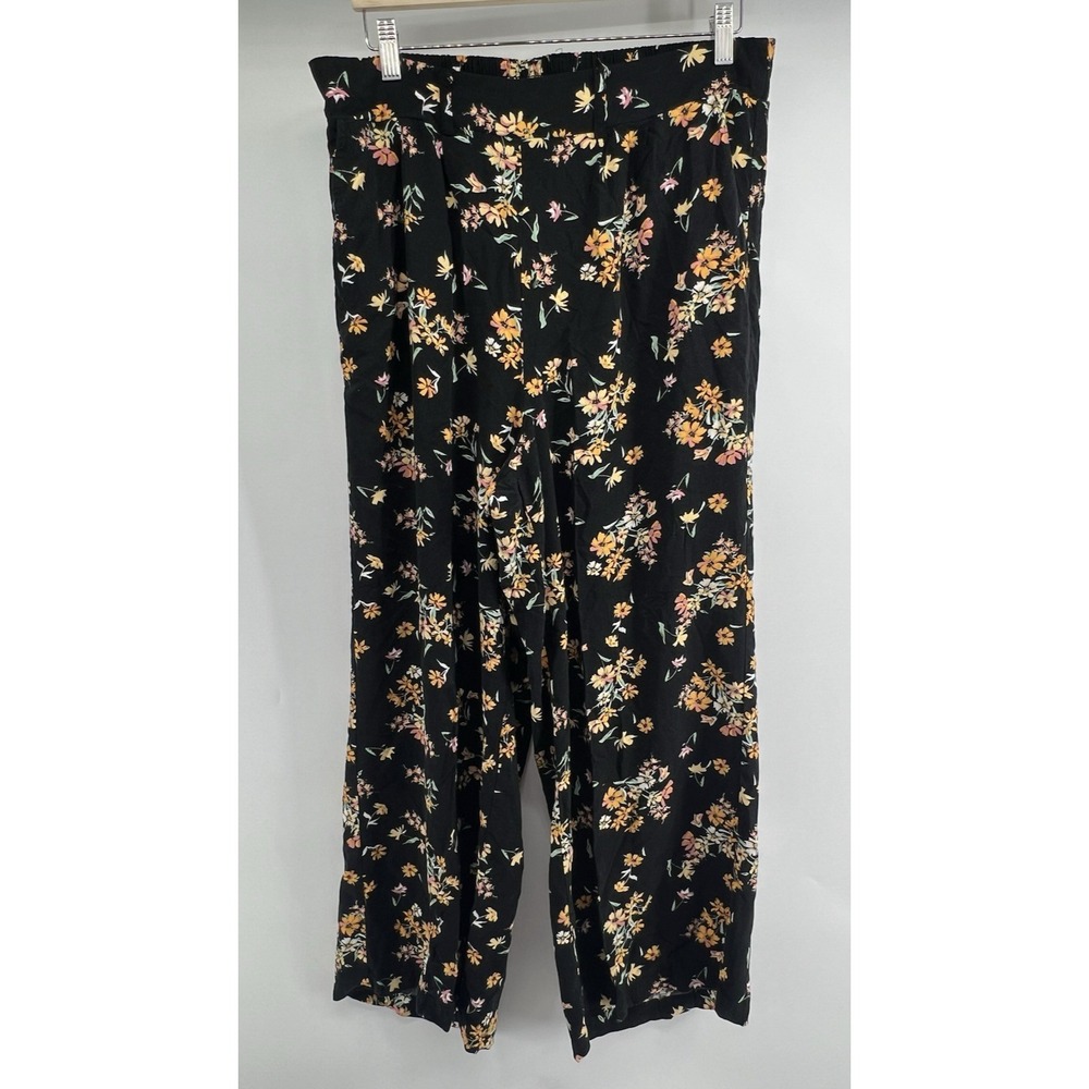 Torrid 1 Wide Legged Floral Lounge Pants Black Yellow 35 Waist 27" Inseam 14/16